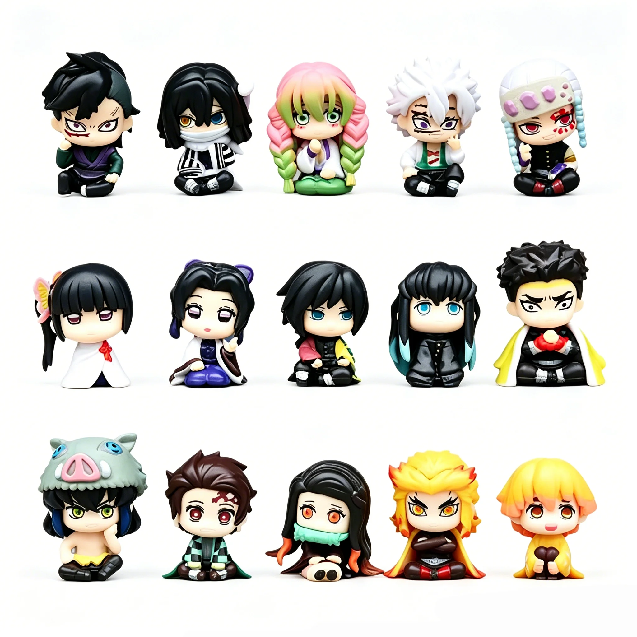 Q Posket Figure Wholesale Demon Slayer Mini Figurine 5Pcs 10Pcs Sets Kimetsu No Yaiba Small PVC Dolls Desktop Decoration
