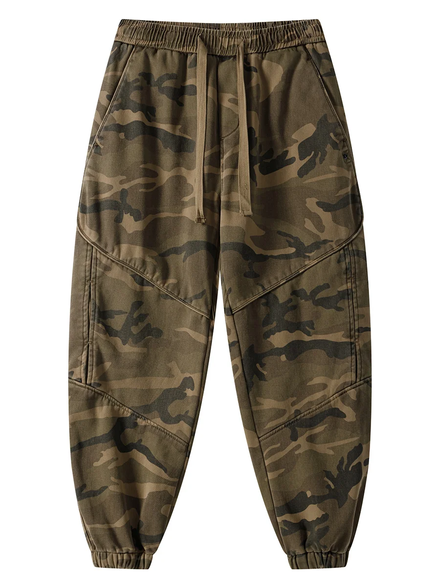 

Thiened Fce Lined Camouflage Cargo Pants Men's Casual Loose Fit Vintage Workwear Trousers with kets Autumn Winter