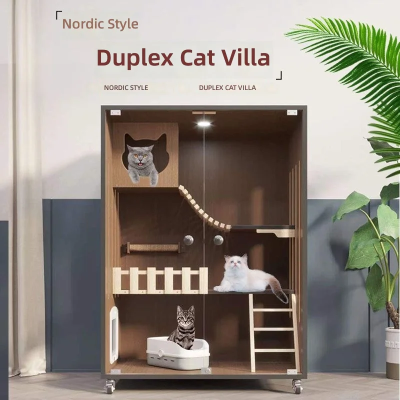 

Cat cage home indoor cat villa small apartment cat cabinet home cattery luxury pet villa