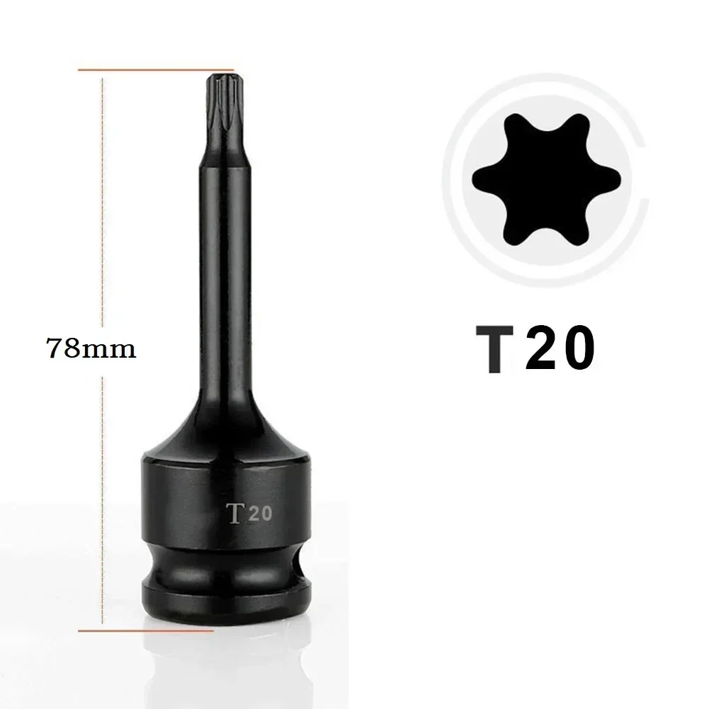 Torx Screwdriver Bits 1/2inch Impact Drive Socket Adapter T20 T25 T27 T30 T35 T40 T45 T50 T55 T60 T70 T80 T100