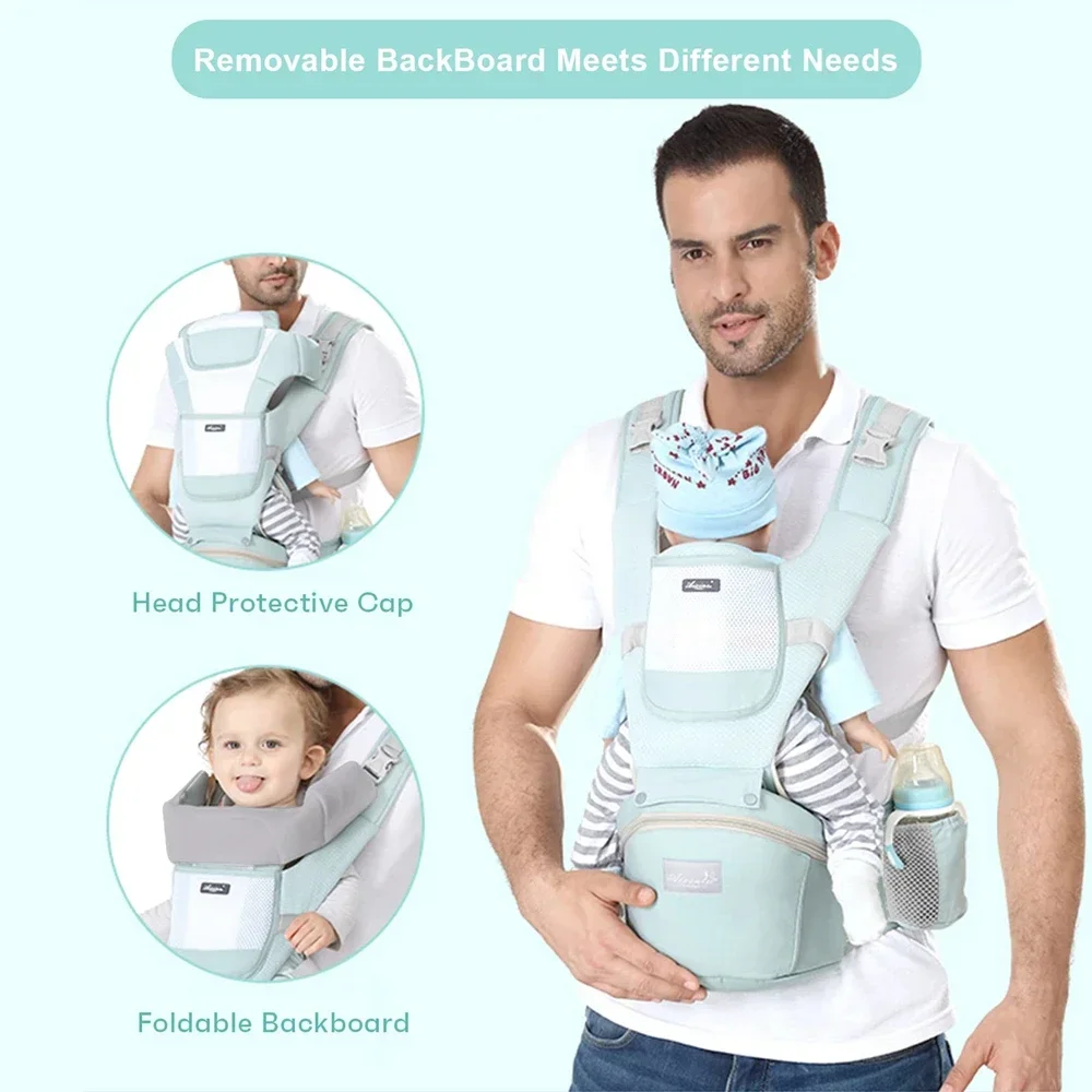 Ergonomic Baby Carrier with Storage Bag - Kangaroo Shoulder Sling for Infants and Toddlers, Hip Seat for 3-36 Months