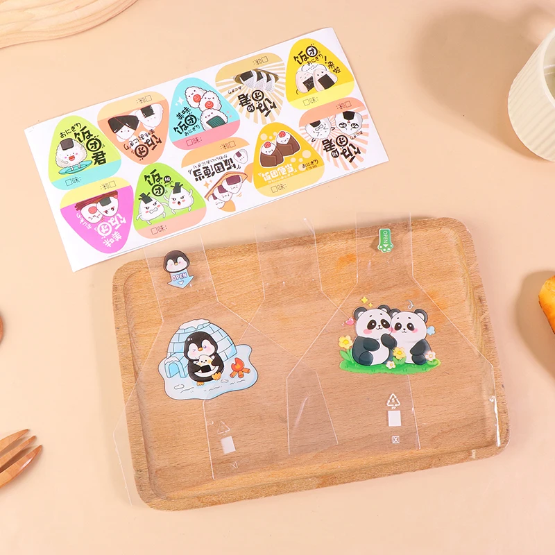 50Pcs Cartoon Triangle Rice Ball Packing Bag With Stickrs Nori Seaweed Rice Ball Sushi Bag Bento Making Tools Bento Accessories