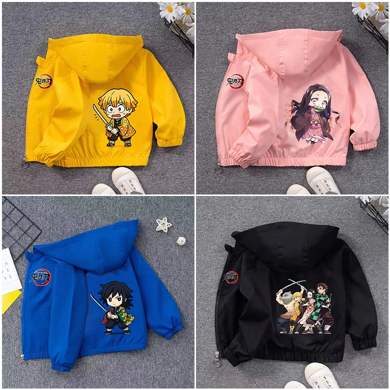 

Demon Slayer Kimetsu No Yaiba Jacket Boy Girl Cartoon Anime Sweatshirt Children's Autumn Winter Windbreaker Homewear Clothes Top