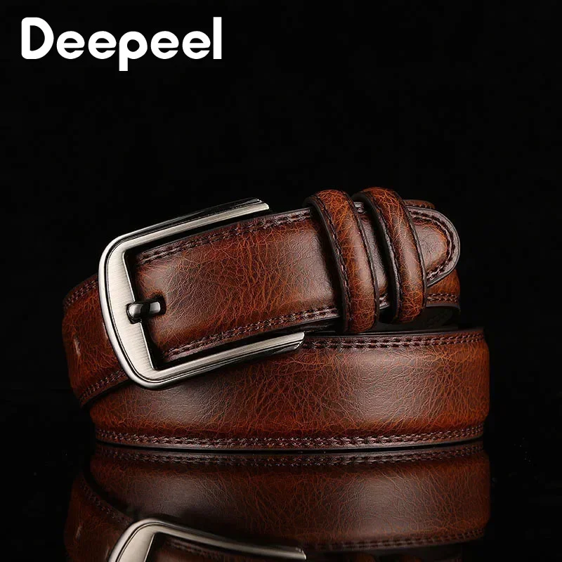 1Pc Deepeel 3.7*110-130cm Men's 2nd Cowskin Leather Belts Male Designer Business Waistband Crafts for Adults Jeans Accessories