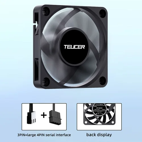 Imagen 2 del producto TEUCER UT-60 ventilador delgado con cubierta de PC de 60mm 3500RPM alto flujo de aire Control inteligente de temperatura enfriador de CPU ventilador de refrigeración ultrafino de 6/7CM