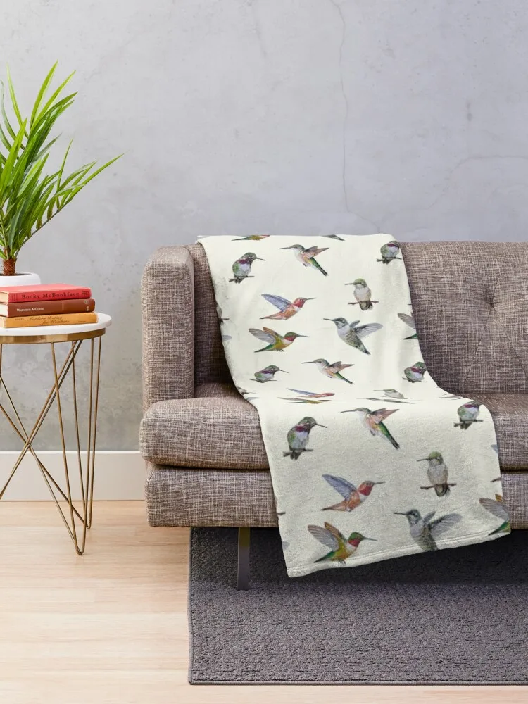 Hummingbirds - set of 6  Throw Blanket Warm decorative Bed covers Blankets