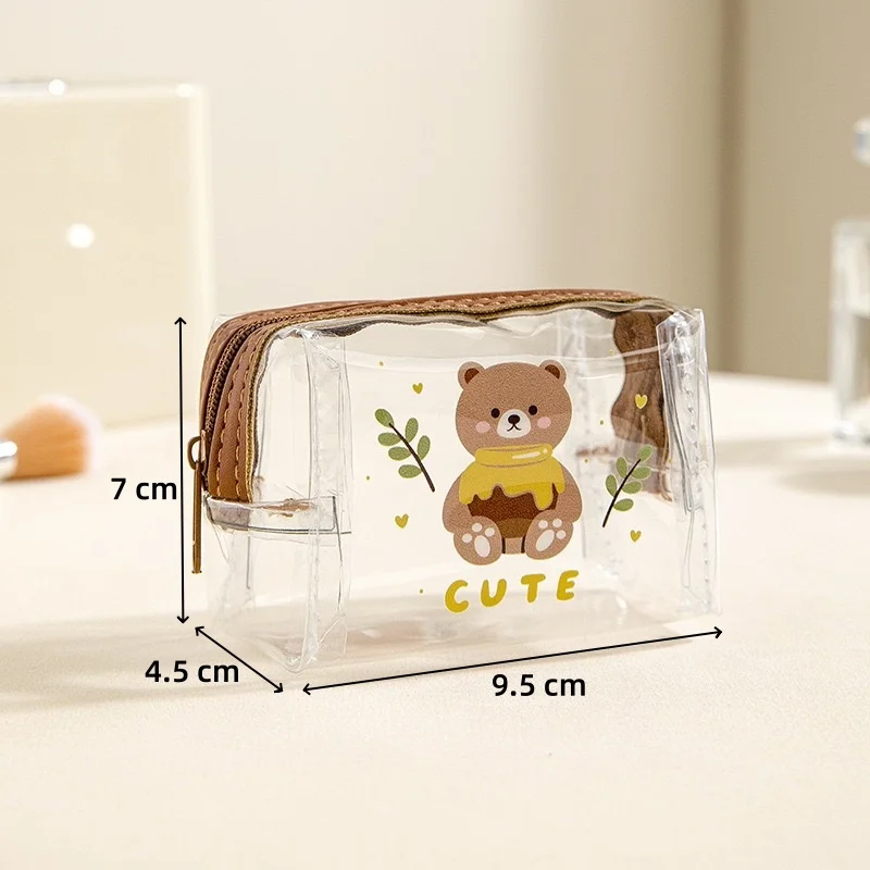 لطيف الحيوان طباعة محفظة نسائية للعملات المعدنية صغيرة شفافة بولي كلوريد الفينيل مقاوم للماء سماعة حقيبة الكرتون أحمر الشفاه حقيبة مفتاح حقيبة للتخزين المرأة مخلب #6