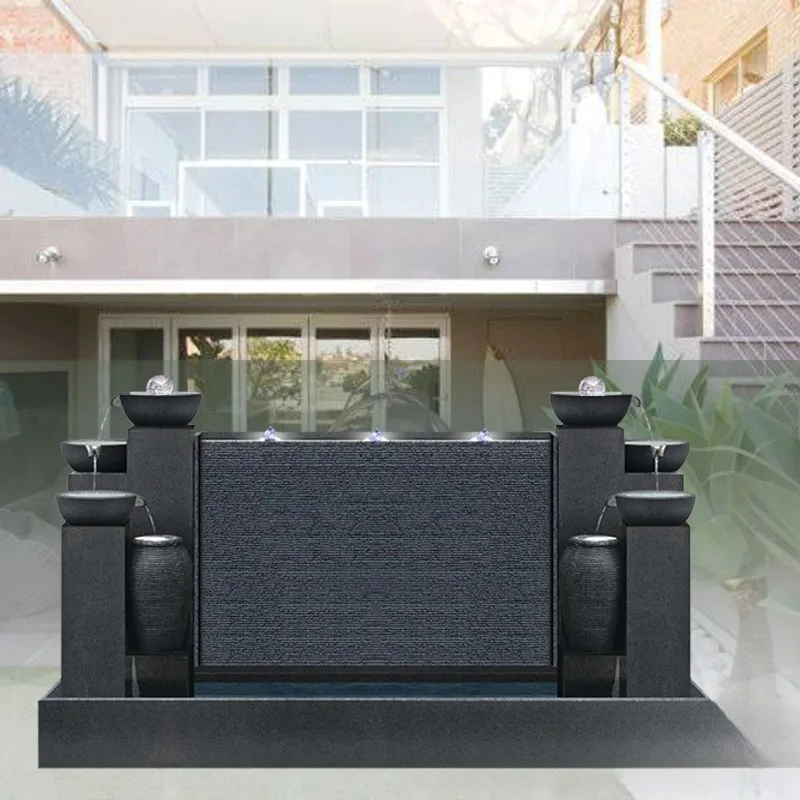 yy-2  hall flowing water wall  curtain wall simple water feature stone carving water spray fish pond garden decorative