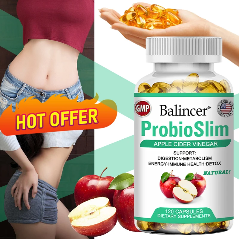 Apple Cider Vinegar 500mg Capsules, Detox Fat Burning, Weight Management, Suppress Appetite, Improve Immunity, Digestive