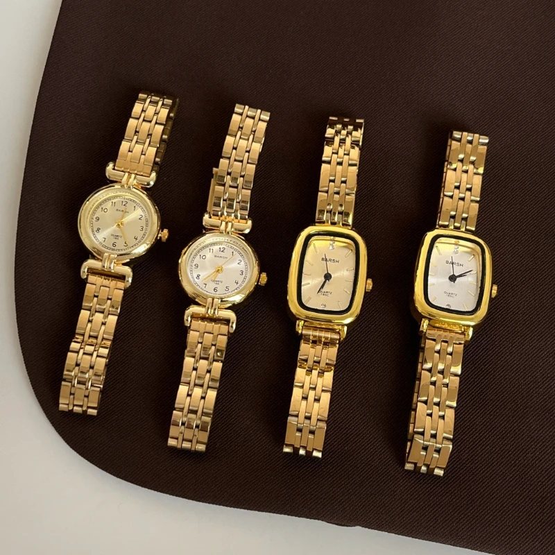

Модные кварцевые женские часы, простые элегантные квадратные циферблаты, золотые наручные часы с ремешком из нержавеющей стали, деловые часы, дропшиппинг, подарки