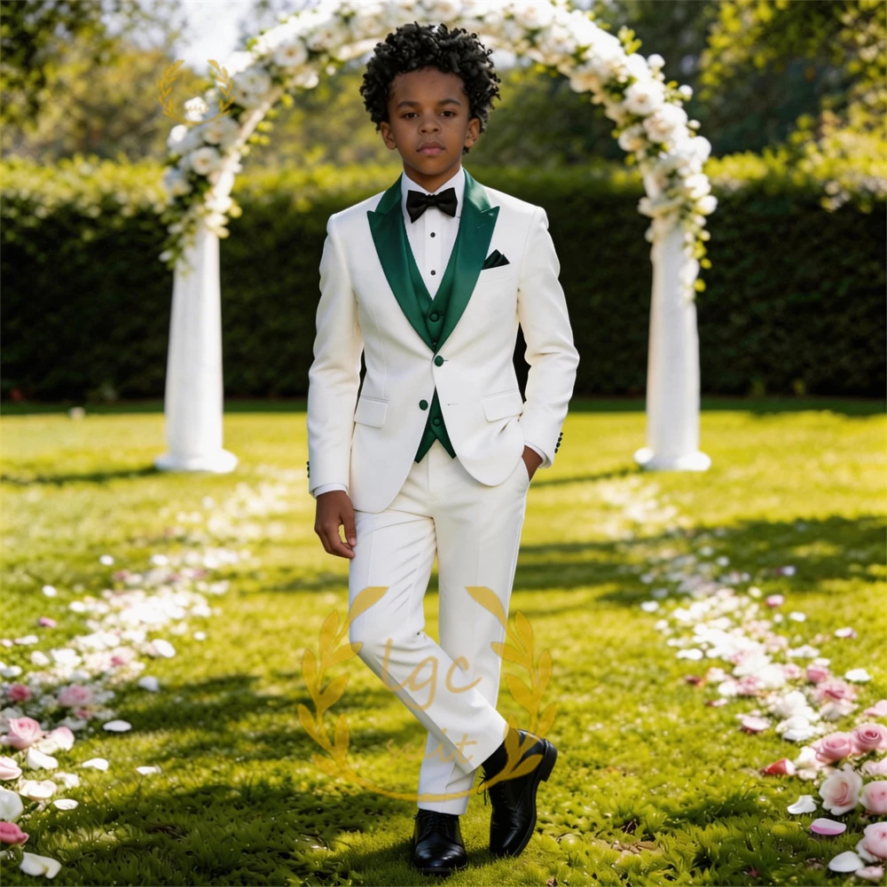 

Boys' Custom 3-Piece Suit, Contrast Lapel Blazer, Waistcoat & Trousers for Weddings & Special Events & Celebrations