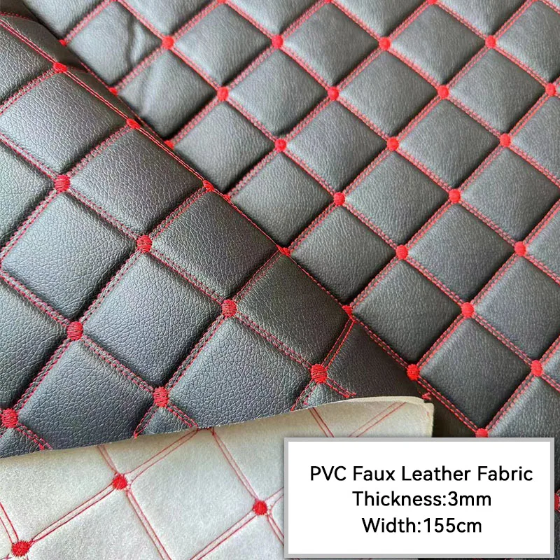 

1M Embroidery Faux Leather Fabric Thick Sponge Quilted PVC Leather Fabric For Diy Upholstery Furniture Car Interior Material