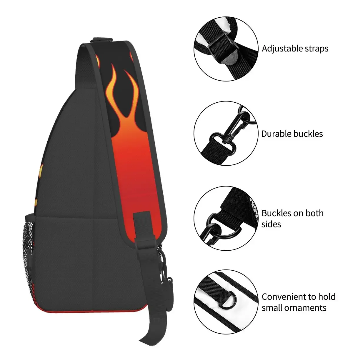 Bolso cruzado deportivo con diseño de llamas y fuego, bolso de pecho Unisex para mujer y hombre, mochilas de hombro a la moda para viaje