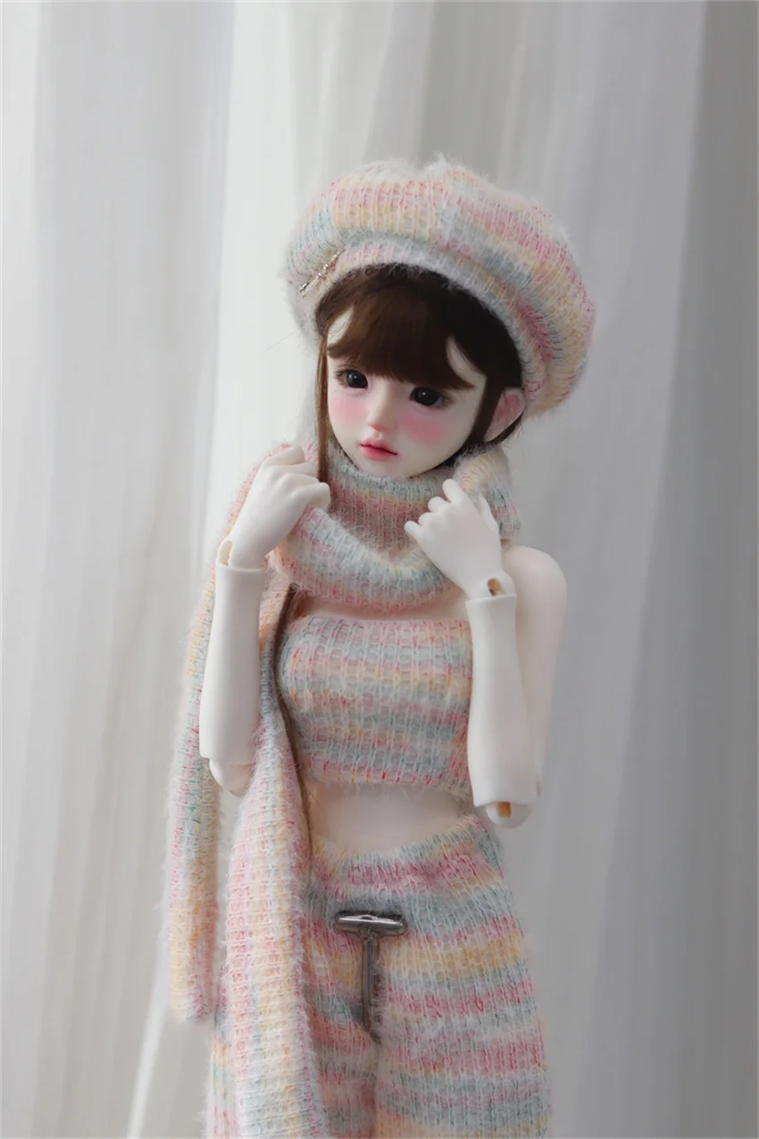 BJD Doll Toys Clothes 1/4 Girls Pink Blue Soft Elegant Daily Knitted Sweater Casual Sets Gifts BJD Doll Accessories (No Doll)