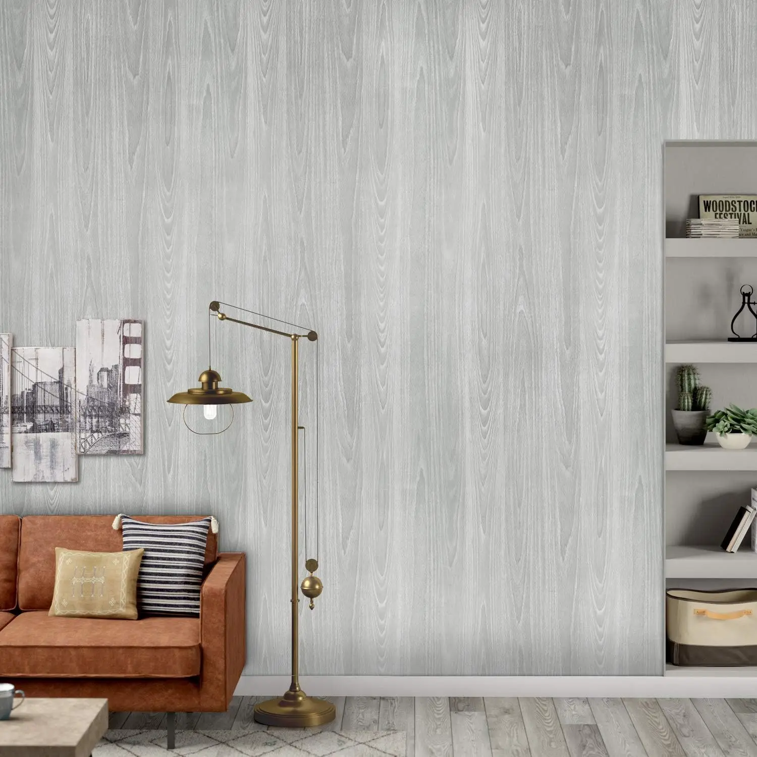 Gray Wood Contact Paper Texture Wallpaper self Adhesive Paper Light Grey Wall Covering Desk Shelf Drawer Liner Cabinets Wardrobe