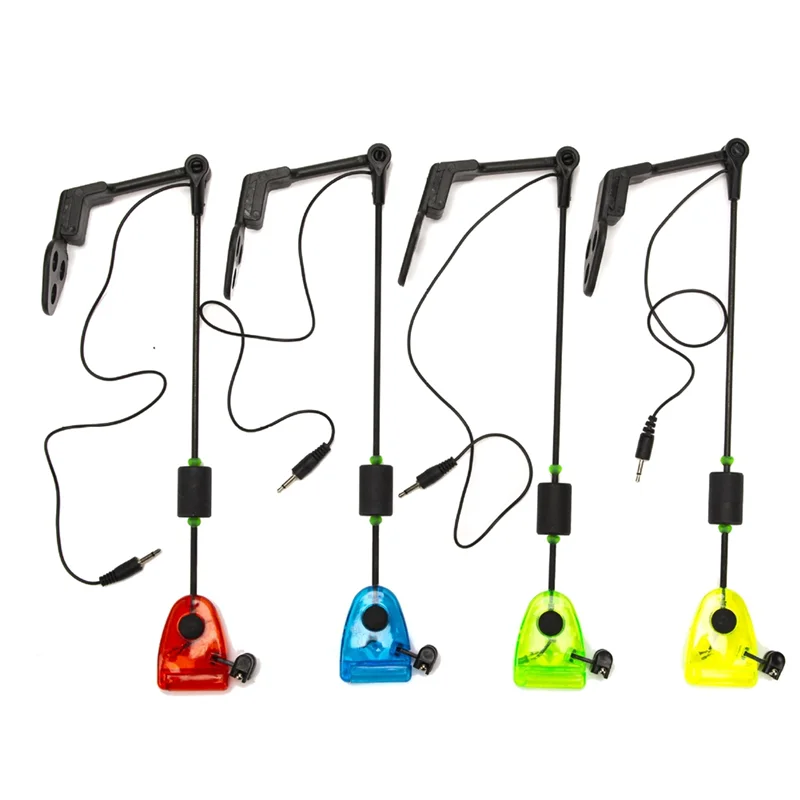 4Pcs Fishing Swingers Set Fishing Bite Alarm Indicators in Zipped Case LED Illuminated Swinger Carp Fishing Accessories