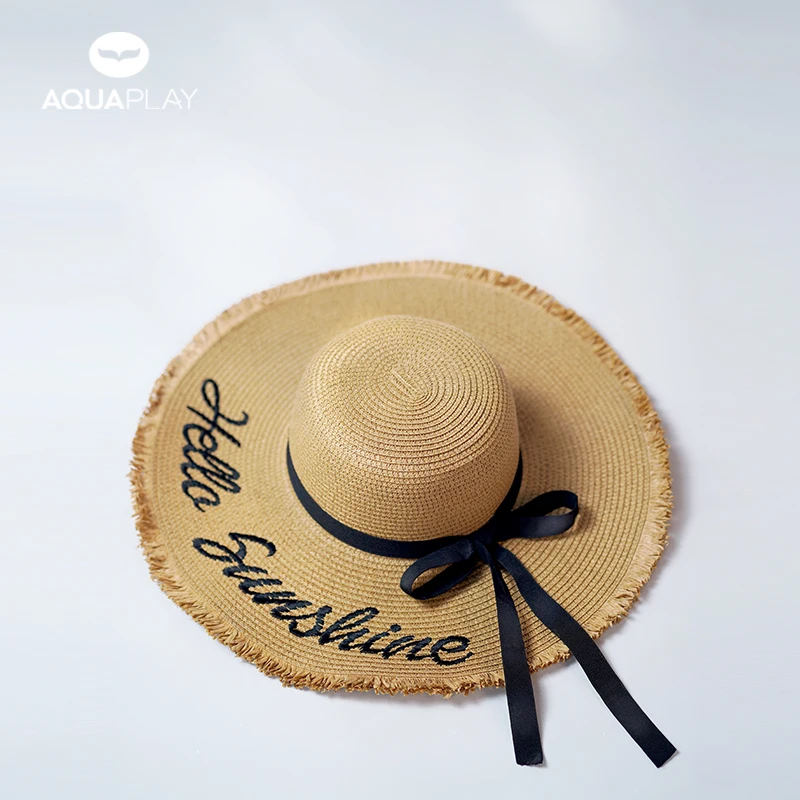 قبعة الشمس النسائية من AquaPlay Resort بفيونكة كبيرة على شاطئ البحر وقابلة للتعديل في الهواء الطلق قبعة صيفية قابلة للطي وقابلة للحمل على الشاطئ