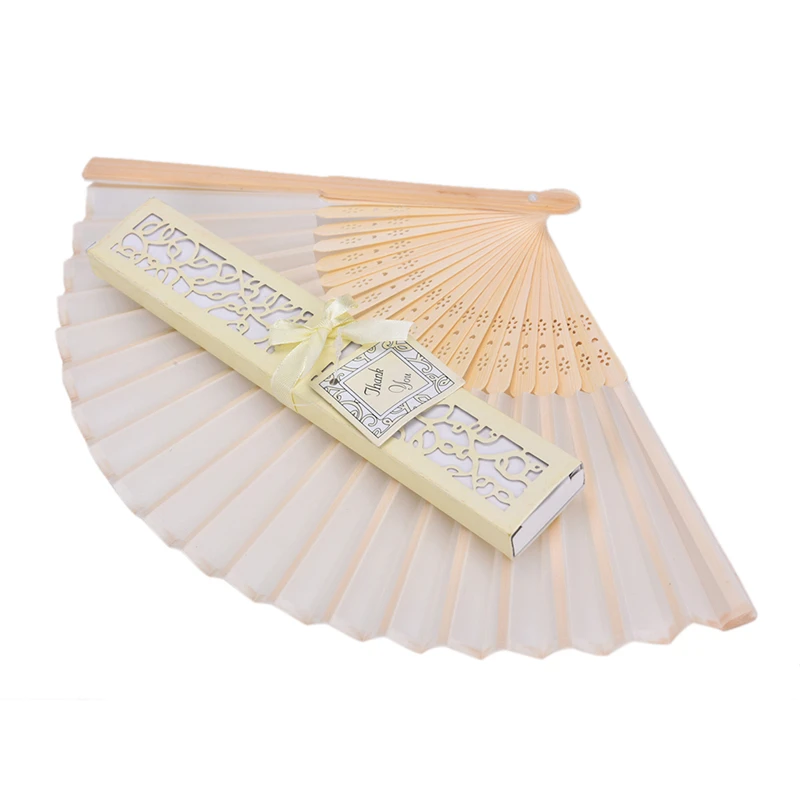 1pc Ivory Bridal Chinese Bamboo Silk Hand Fan Wedding Favors Guests Gifts Hot