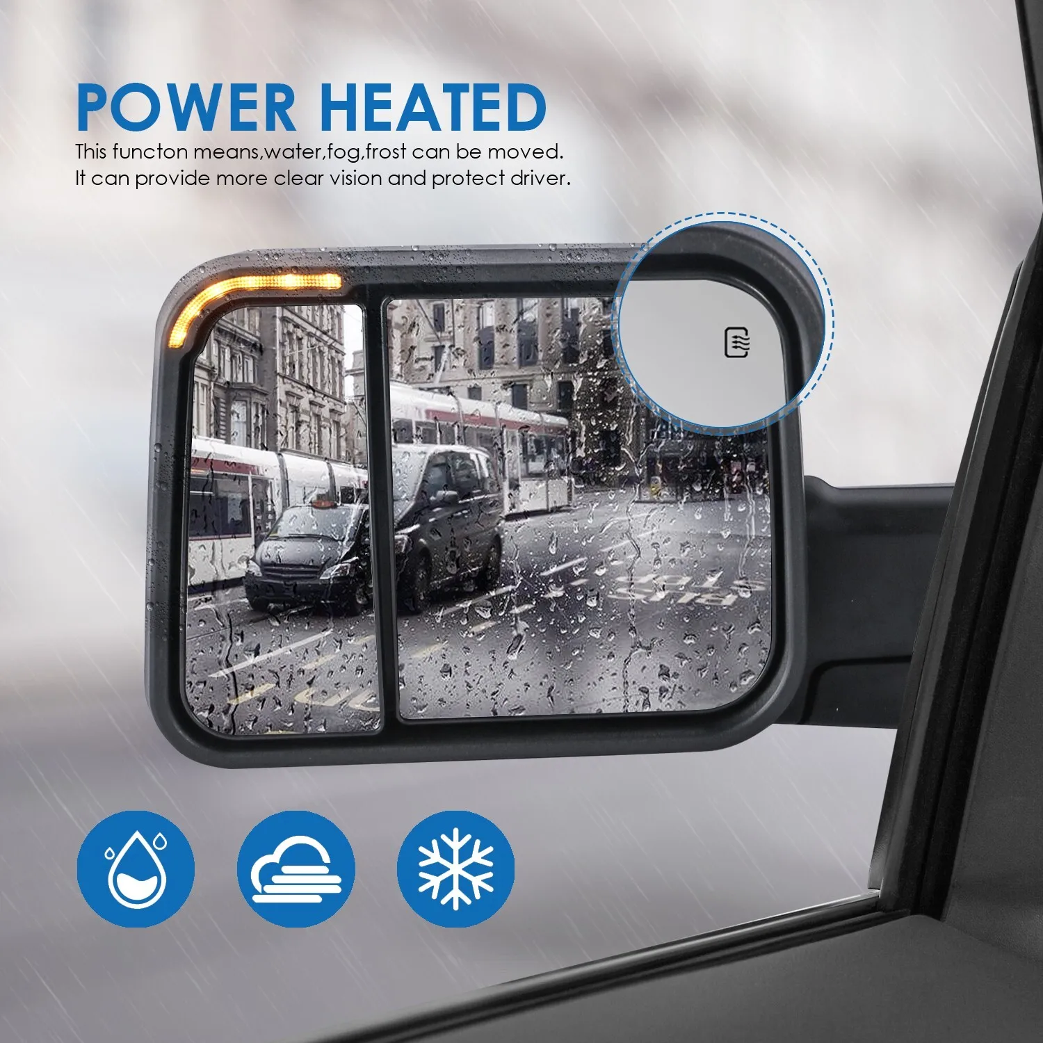 Pair Power Heated Tow Mirrors w/ Turn Signal For 2003-2009 Dodge Ram 2500 3500