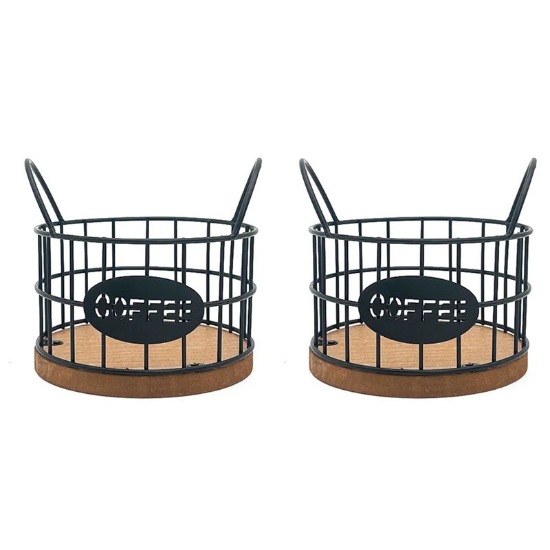 B83B-Wooden Coffee Capsule Organizer Kitchen Countertop Storage Basket With Base Counter K Cup Holder Fruit Nuts For Bar