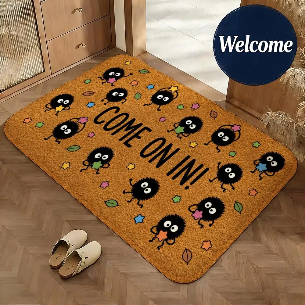 Cute Spirits Floor Mat Non-Slip Absorbent Doormat Bathroom Bedroom Home Decor Rug