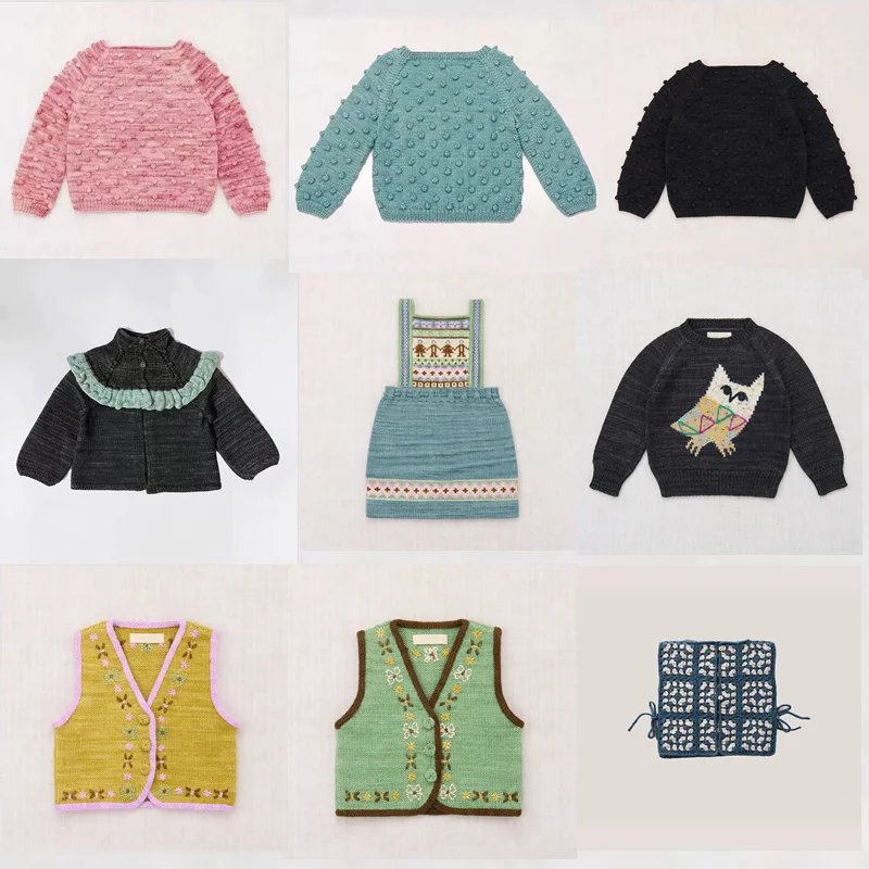 Children's Girls Knit Pullover 2026 Autumn Winter Kids Sweaters Hand Made Knitted Vest Cute Children Dress Cardiagn Clothing