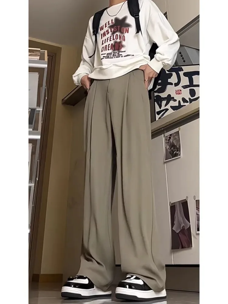 

Advanced Men's Spring Autumn Ice Silk Straight Leg Pants Cool Haome CleanFit American Sle Casual Trousers for Teens