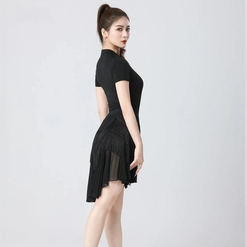 

New Latin Dance Skirt With Tassels High-end Sense National Standard Dance Adult Practice Waltz Dance Skirts