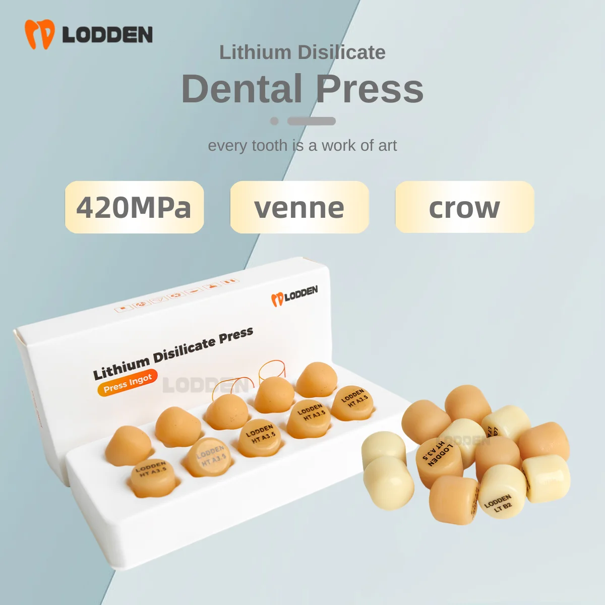 10Pcs Dental Press Lithium Disilicate Glass Ceramic Block Ingots for Ultra-thin Veneer Dentist Materialss High-Quality HT/LT/MT
