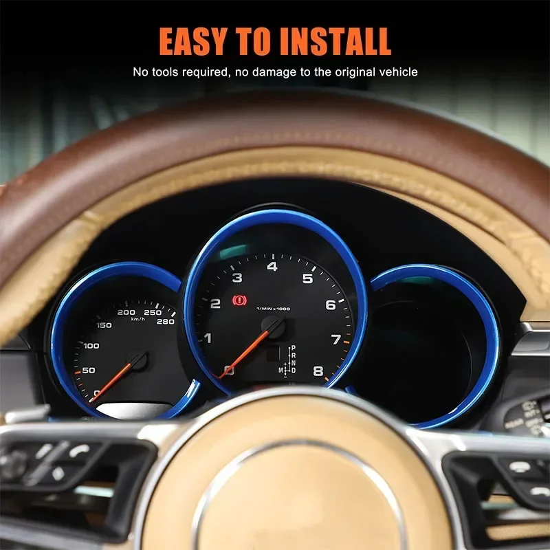 For Porsche Macan 2014-2022 ABS Red Car Dashboard Meter Ring Covers Trim sticker Car Accessories