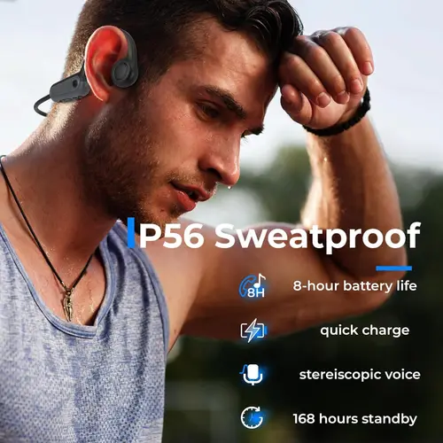 Imagen 2 del producto Para Xiaomi Mijia auriculares inalámbricos de conducción ósea Bluetooth 5,3 auriculares deportivos con gancho para la oreja para correr y conducir