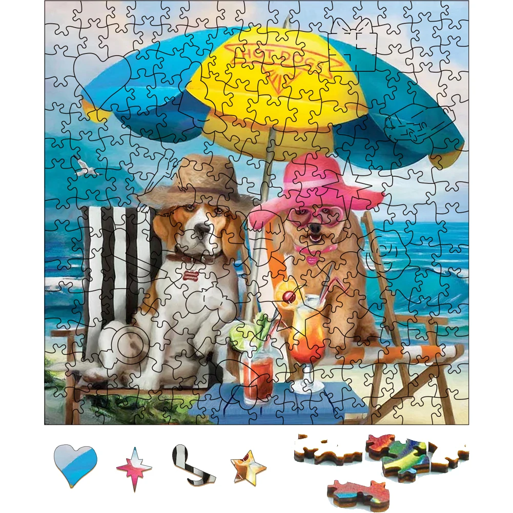 Beach Dogs Wooden Jigsaw Puzzle Festival Gifts Toys For Adults Animal Wood Puzzles Holiday Gift Puzzle Toy For Children