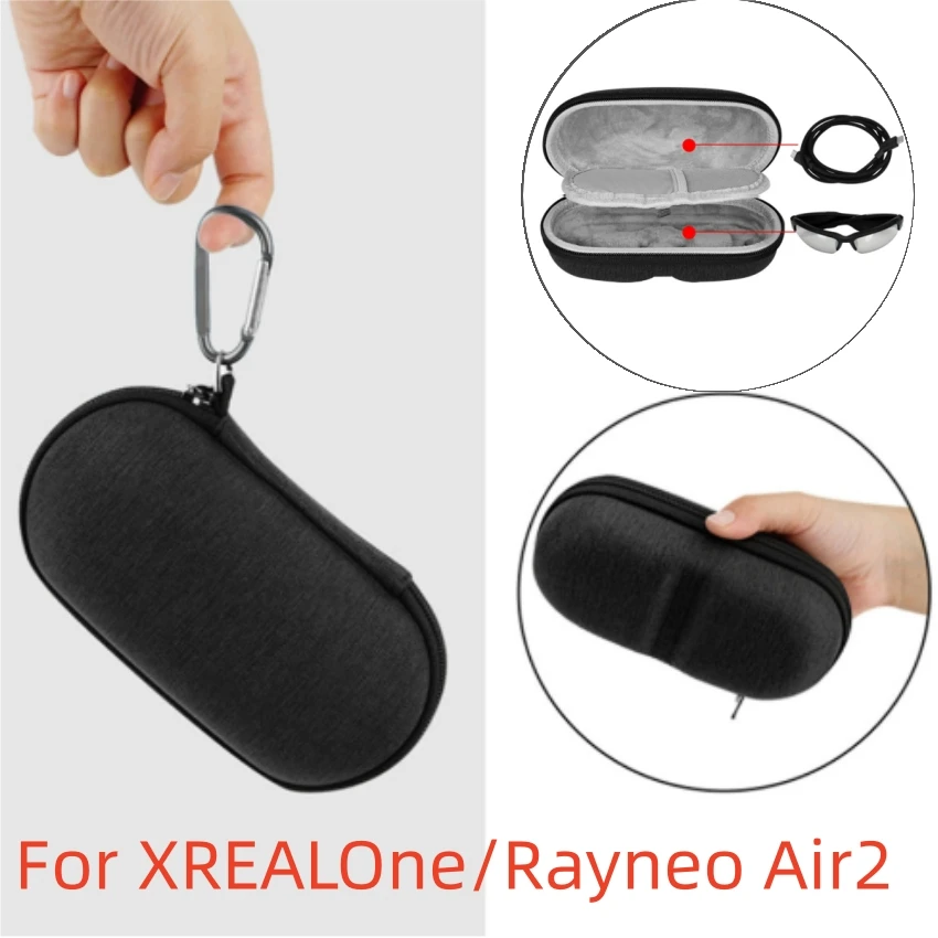 

For XREALOne/Rayneo Air2 Smart AR/VR Dual-Pull Tab Sunglasses EVA Zipper Eyewear Case Accessories