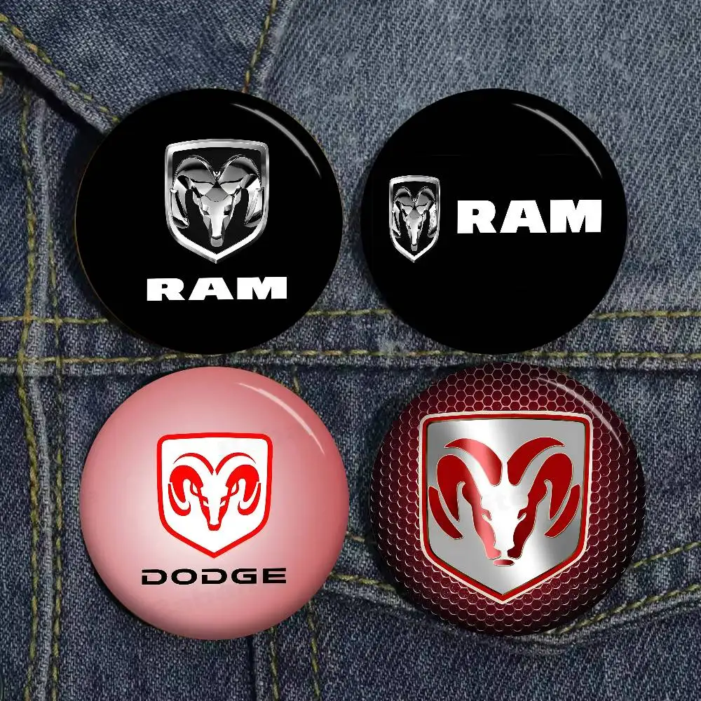 Fashion D-Dodge-Ram-Car 32/44/58mm Round Cartoon Brooches Handmade Pins for Backpack Jewelry Accessories Gifts Creative Badge