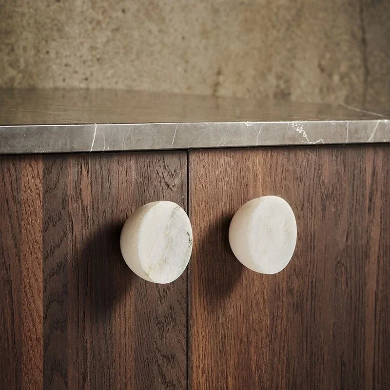 Natural Marble Single Hole Handle for Bedroom Hotel Clothing Store Wardrobe Drawer Home Room Decor Organization Door Handles