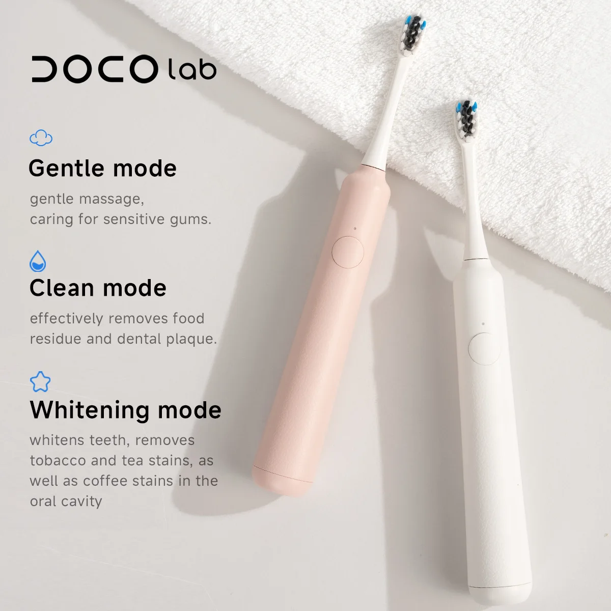 

DOCOLAB Electric Toothbrush sonic vibration brush 3-gear Mode USB Charging IPX7 Waterproof Personal care appliances