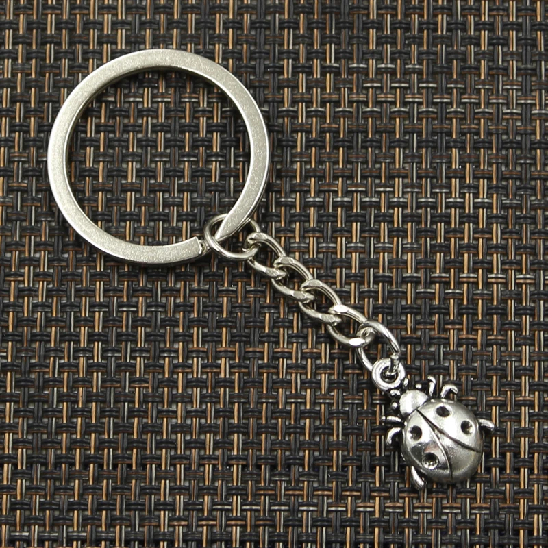 Fashion 30mm Key Ring Metal Key Chain Keychain Jewelry Antique Silver Color Plated Ladybug Bug 19x13mm Pendant