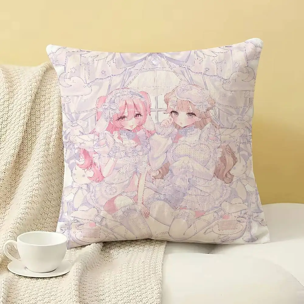 Cute Lolita Anime Girls Pillow Case Soft Pastel Lace Style Throw Pillow Cover, Kawaii Angel Bow Cushion Cover Bedroom Sofa Decor