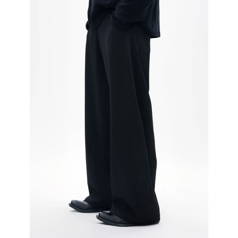 Black Casual Pants Men Sense Loose Drape Pants High Waist Thin Pants
