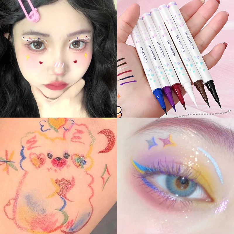 Colorful Eyeliner Liquid Pencil Waterproof Long-lasting Easy To Wear Matte Eye Liner Black Blue Red White Purple Brown Eyliner