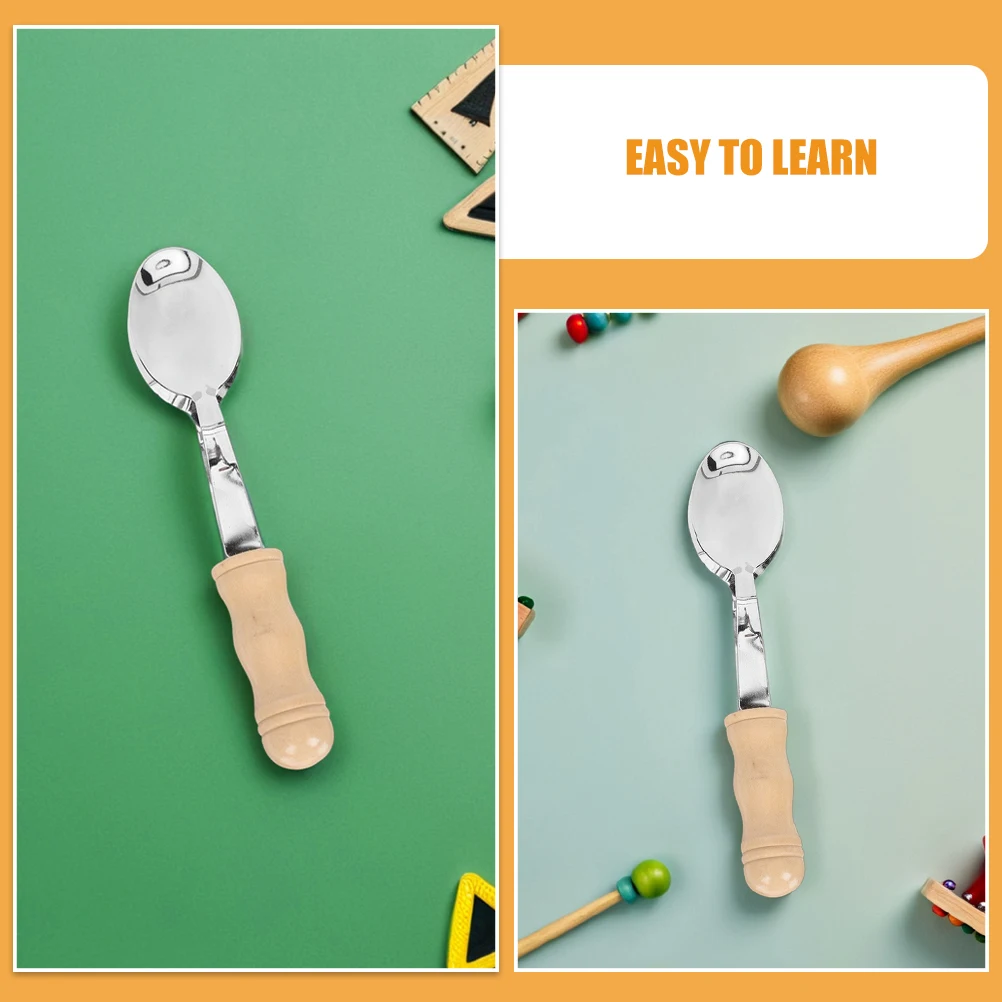 Cuillères musicales en acier inoxydable, 2 pièces, Percussion à main, son clair, Portable, extérieur, intérieur, rustique, jouets pour enfants, Instruments