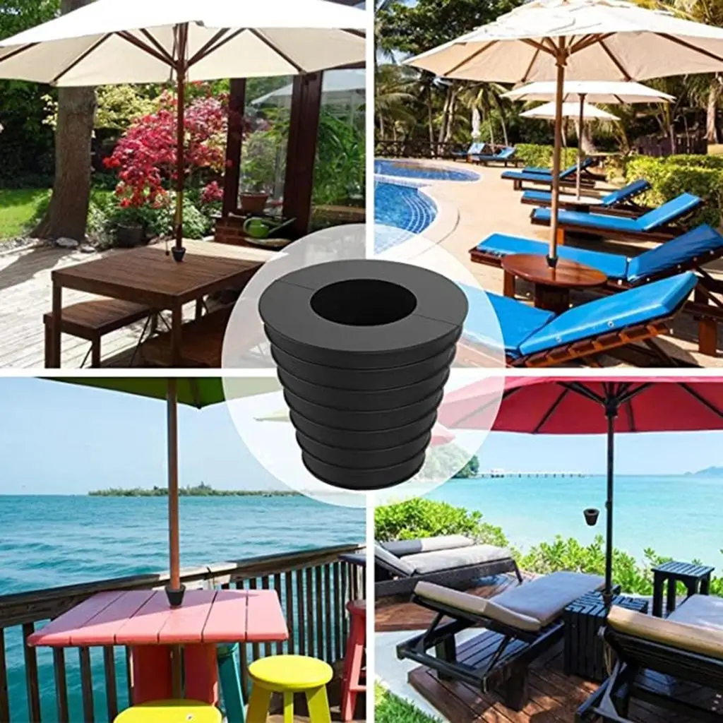 Umbrella Cone Wedge, Parasol Base Stand, Patio Table Hole Rings Plug for Patio Table Hole Opening or Base Stand Black