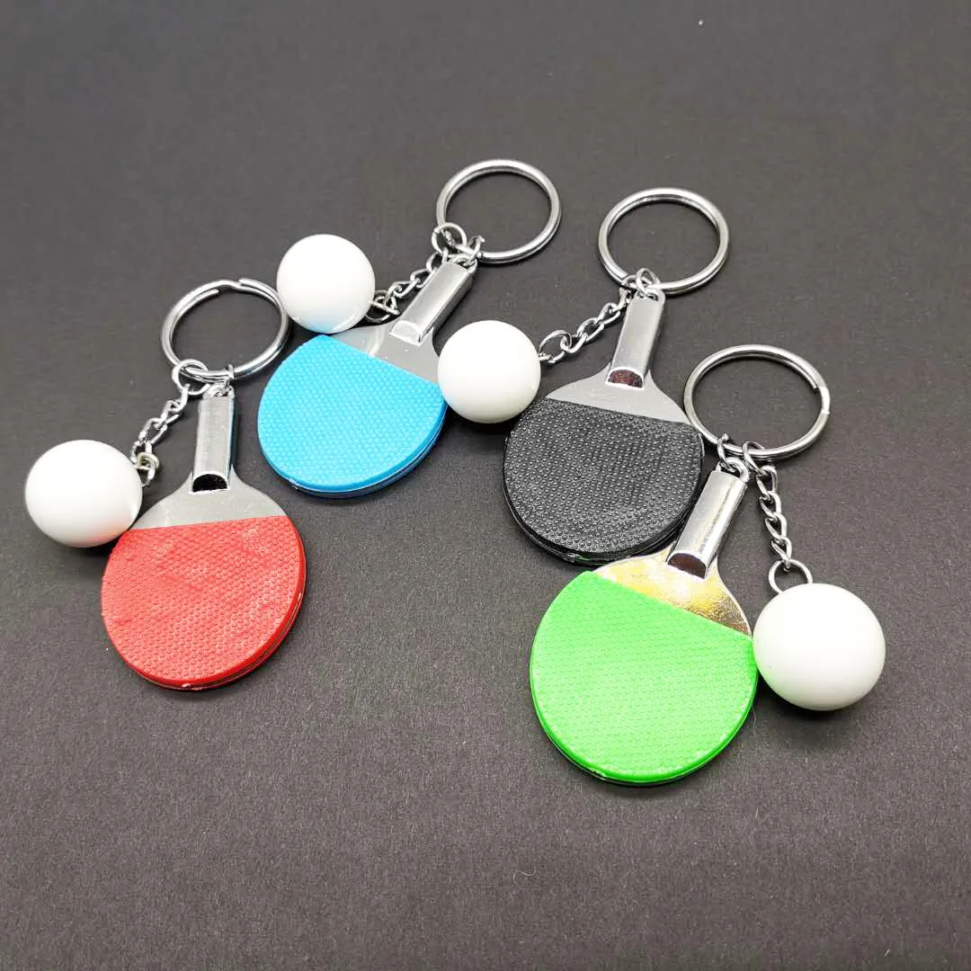 70Pcs Fashion Table Tennis Racket Keychain Ping Pong Paddle Bat Pendant Sports Car Key Ring Pendant