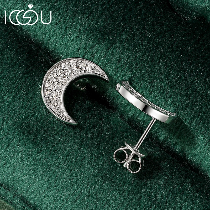 

Серьги-гвоздики IOGOU с позолотой 14K и муассанитом цвета D, 100% серебро 925 пробы, в форме луны, для женщин, свадебные украшения, подарок