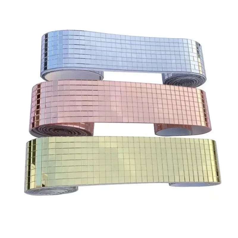 Self-Adhesive Real Glass Mini Square Mirror Mosaic Tiles Stickers Bathroom DIY Party Handmade Craft Home Decoration Making view 3