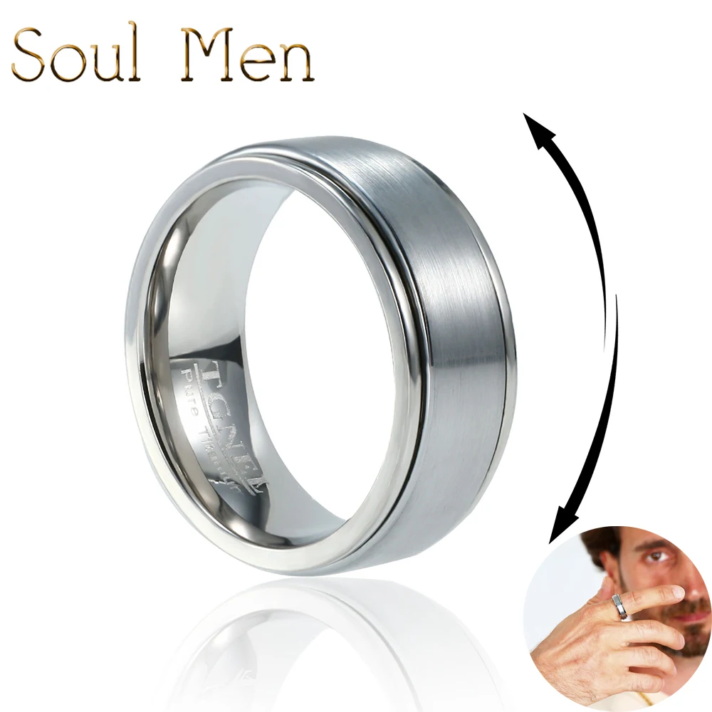 6/8mm Titanium Tungsten Spinner Rings for Men Women  Wedding Band Half Size Nickel Free Fidget Anxiety Comfort Fit