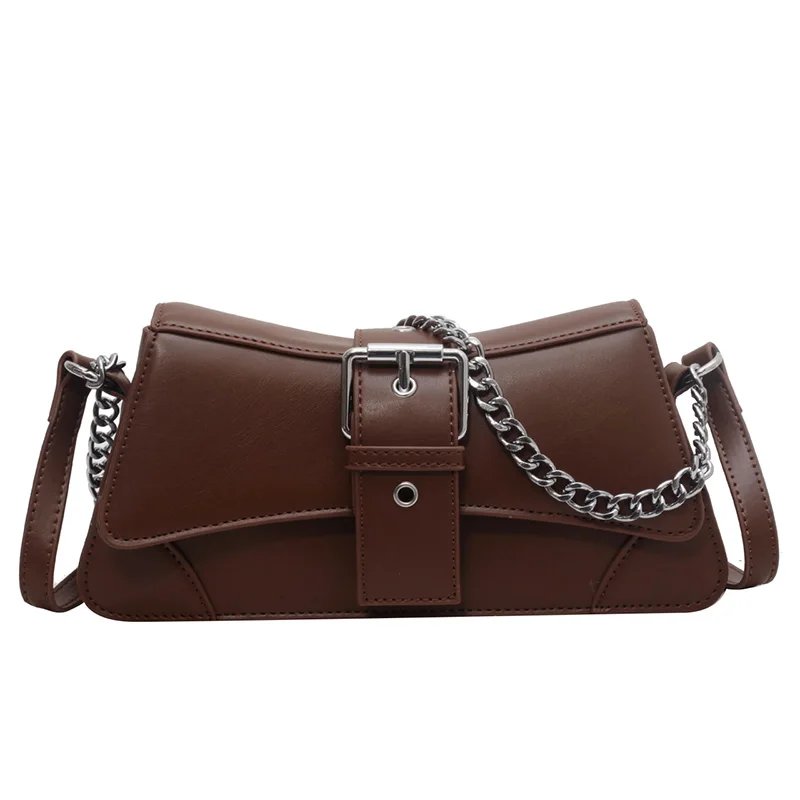 Solid color Women Chain Shoulder Side Bag Small PU Leather Handbag And Wallet Vintage Luxury Brand Lady Flap Crossbody Sling Bag