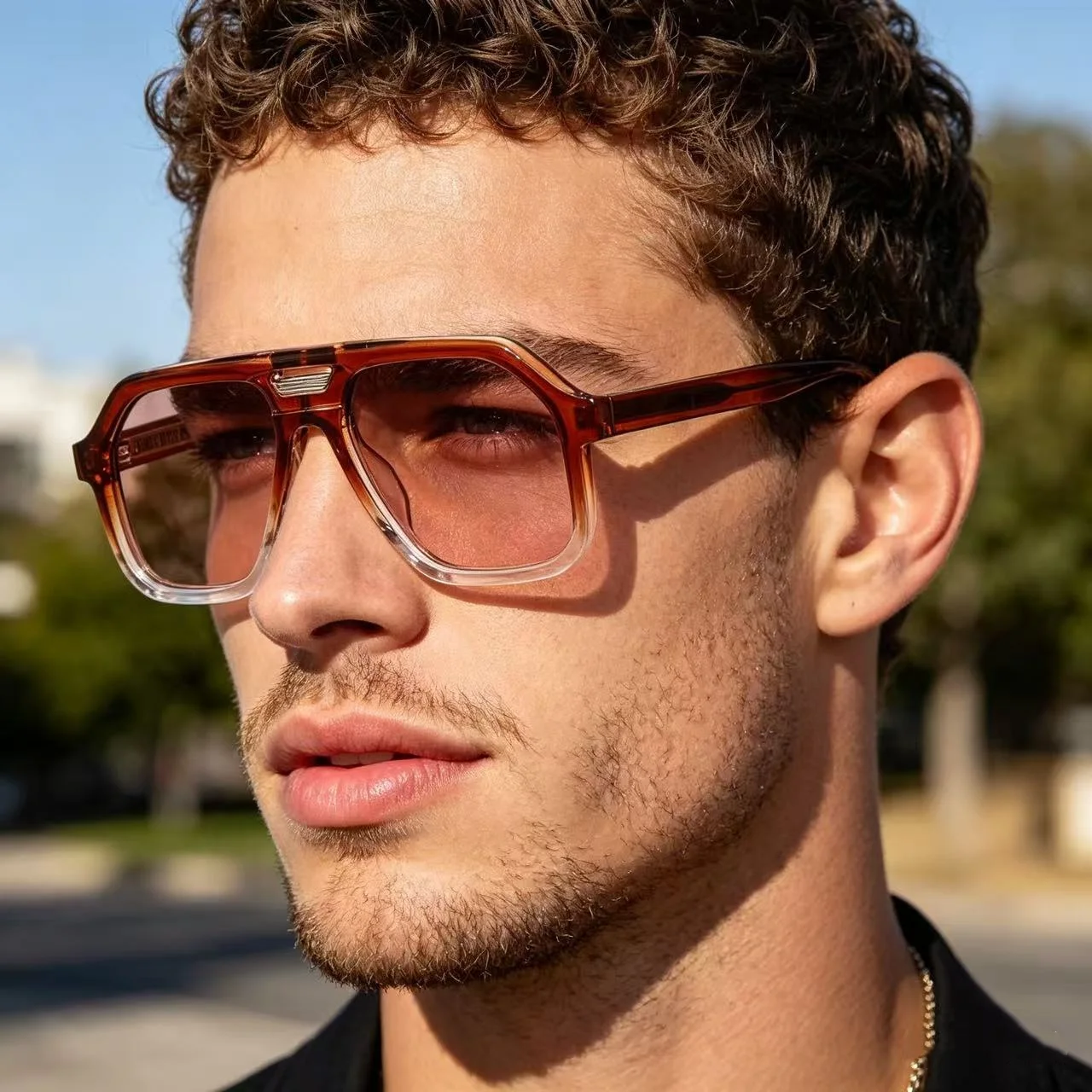 

Steampunk Square Sunglasses Men Women Luxury Brand Vintage Outdoor Driving Sun Glasses Trendy Double Bridge Shades