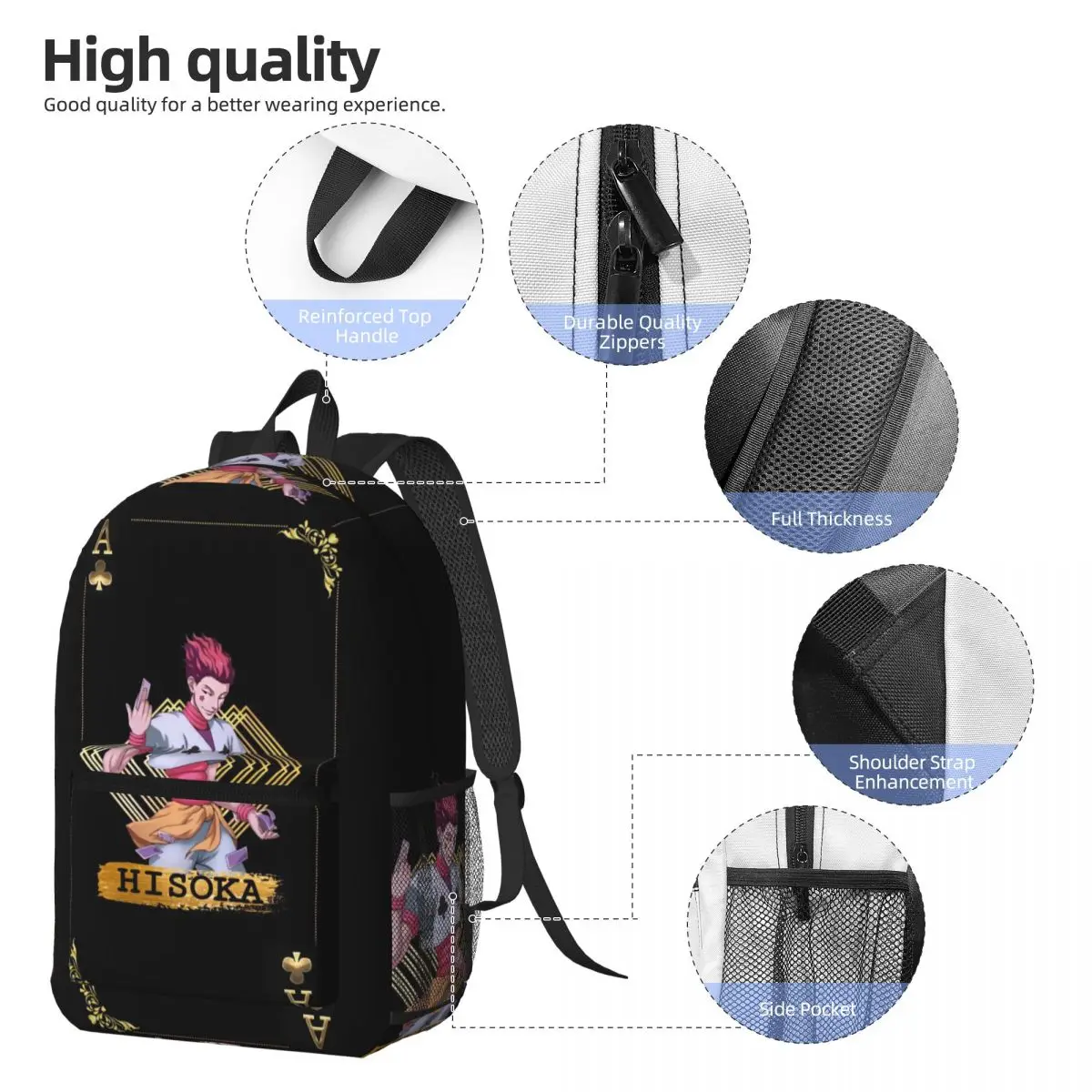 Hisoka Anime Hunter X Hunter Phantom Troupe Chrollo Backpack Daypack Children BookBag School Bag Shoulder Bags for Men Women
