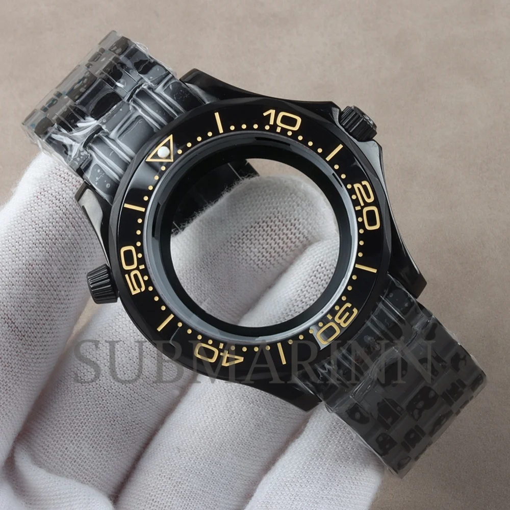 Black Pvd NH35 Case Bracelet 41mm Watch Case Waterproof Stainless Steel for Seamaster 300 NH35 NH36 Automatic Movement 31mm Dial